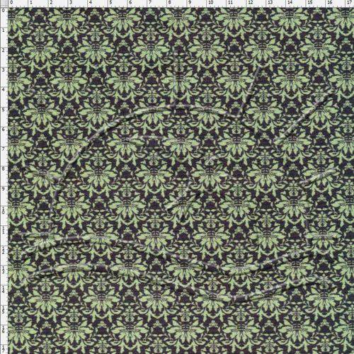 Tamanhos, Medidas e Dimensões do produto Tecido Estampado para Patchwork - Damask Tom Tom Verde Brumas - T03405 (0,50x1,40)