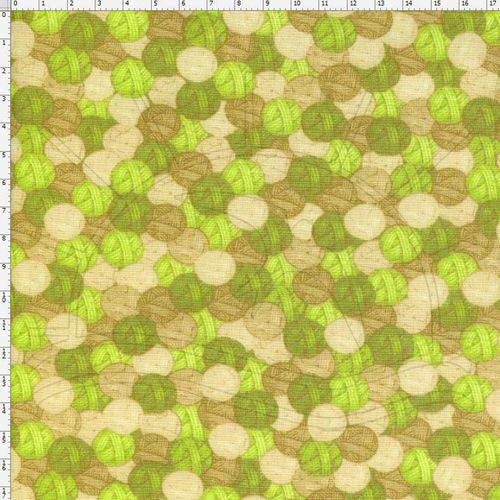 Tamanhos, Medidas e Dimensões do produto Tecido Estampado para Patchwork - Db096 Yarn Ball - Green C03 (0,50x1,40)