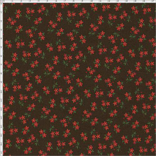 Tamanhos, Medidas e Dimensões do produto Tecido Estampado para Patchwork - Digital Coleção Sunbonnet Micro Bouquet Marrom (0,50x1,40)