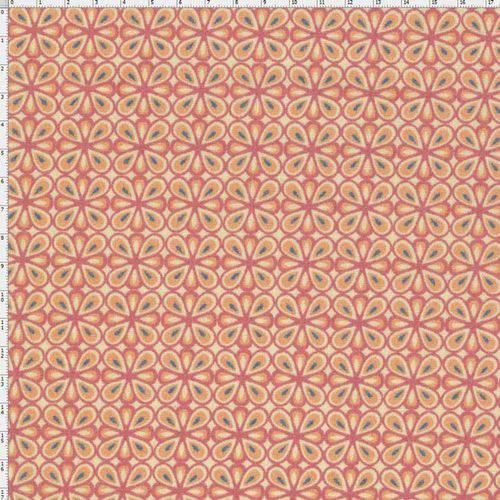 Tamanhos, Medidas e Dimensões do produto Tecido Estampado para Patchwork - Flor Francesa Coral T04403 (0,50x1,40)