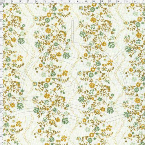 Tamanhos, Medidas e Dimensões do produto Tecido Estampado para Patchwork - Floral Faixas Verde Claro Cor 04 51096 (0,50x1,40)