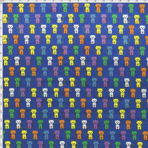 Tamanhos, Medidas e Dimensões do produto Tecido Estampado para Patchwork - Gatos Coloridos Fundo Azul Cor 01 (0,50x1,40)