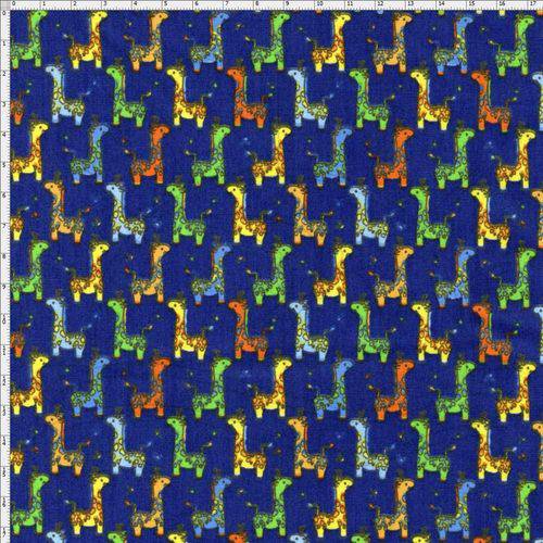 Tamanhos, Medidas e Dimensões do produto Tecido Estampado para Patchwork - Girafa Fundo Azul Cor 02 (0,50x1,40)