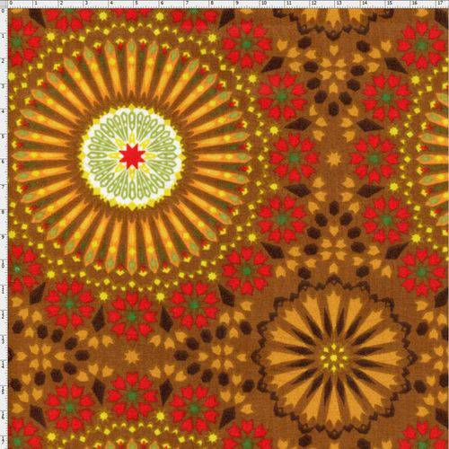 Tamanhos, Medidas e Dimensões do produto Tecido Estampado para Patchwork - Mandala Marroquina Marrom (0,50x1,40)