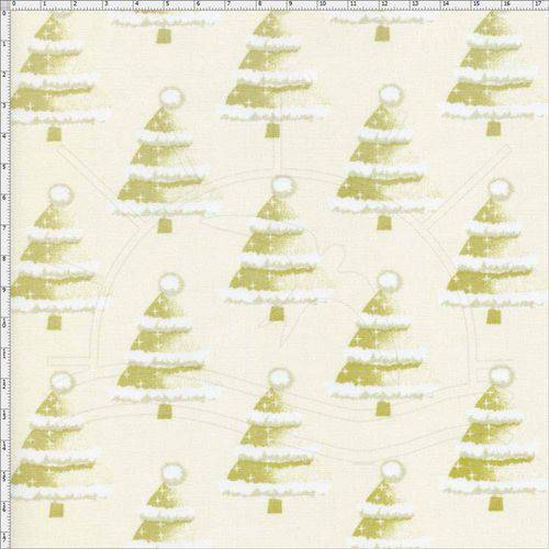 Tamanhos, Medidas e Dimensões do produto Tecido Estampado para Patchwork - Natal Árvores Creme (0,50x1,40)