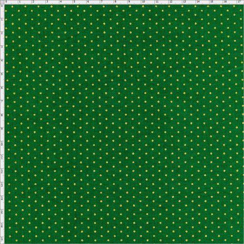 Tamanhos, Medidas e Dimensões do produto Tecido Estampado para Patchwork - Natal Poá Fundo Verde com Dourado Cor 26 (0,50x1,40)