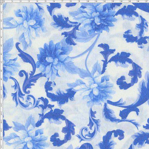 Tamanhos, Medidas e Dimensões do produto Tecido Estampado para Patchwork - Nk001 Mirella Floral Barroco Azul 02 (0,50x1,40)