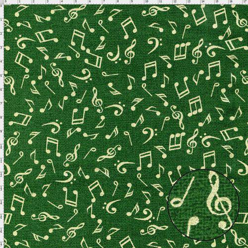 Tamanhos, Medidas e Dimensões do produto Tecido Estampado para Patchwork - Notas Musicais com Textura Verde Cor 02 (0,50x1,40)