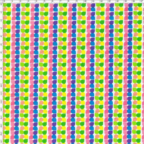 Tamanhos, Medidas e Dimensões do produto Tecido Estampado para Patchwork - Rb037 Floral Geom. Coloridas F. Branco Cor 01 (0,50x1,40)
