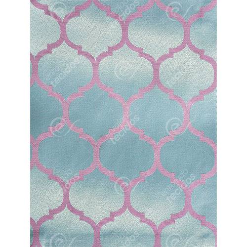 Tamanhos, Medidas e Dimensões do produto Tecido Jacquard Azul Tiffany e Rosa Geométrico Tradicional - 2,80m de Largura