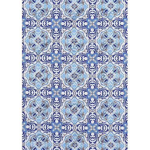 Tamanhos, Medidas e Dimensões do produto Tecido Jacquard Estampado Azulejo Português Azul - 1,40m de Largura