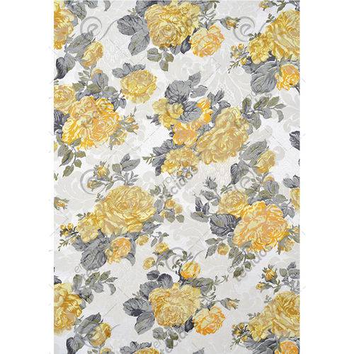 Tamanhos, Medidas e Dimensões do produto Tecido Jacquard Estampado Floral Amarelo - 2,80m de Largura