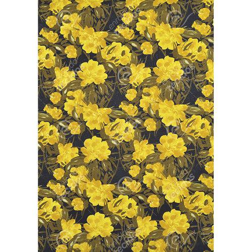 Tamanhos, Medidas e Dimensões do produto Tecido Jacquard Estampado Floral Amarelo e Preto - 1,40m de Largura