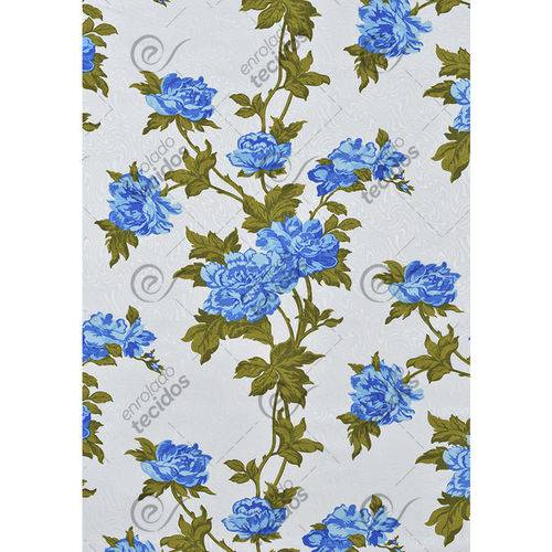Tamanhos, Medidas e Dimensões do produto Tecido Jacquard Estampado Floral Azul - 1,40m de Largura