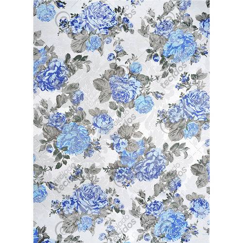 Tamanhos, Medidas e Dimensões do produto Tecido Jacquard Estampado Floral Azul - 2,80m de Largura