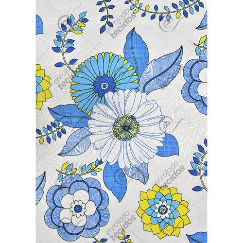 Tamanhos, Medidas e Dimensões do produto Tecido Jacquard Estampado Floral Azul e Amarelo - 1,40m de Largura