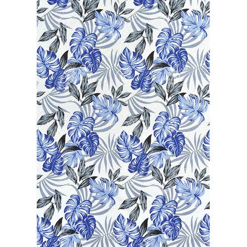 Tamanhos, Medidas e Dimensões do produto Tecido Jacquard Estampado Floral Azul Fundo Branco - 1,40m de Largura