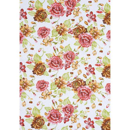 Tamanhos, Medidas e Dimensões do produto Tecido Jacquard Estampado Floral Rosa e Laranja - 1,40m de Largura