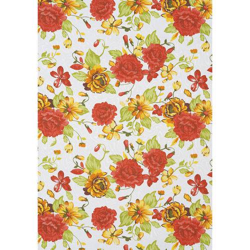 Tamanhos, Medidas e Dimensões do produto Tecido Jacquard Estampado Floral Vermelho e Laranja - 1,40m de Largura