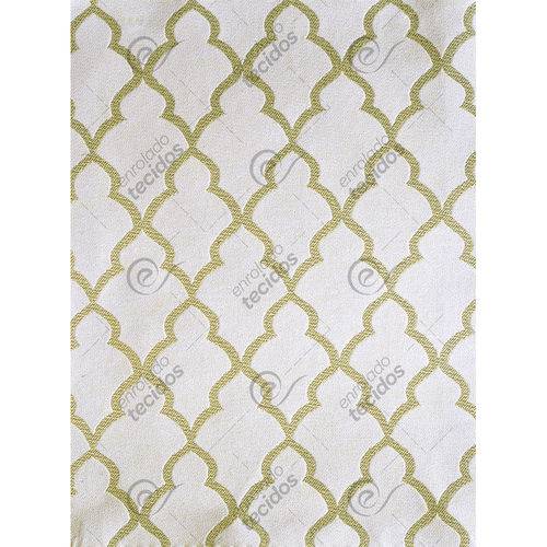 Tamanhos, Medidas e Dimensões do produto Tecido Jacquard Lurex Branco e Dourado Geométrico - 2,80m de Largura