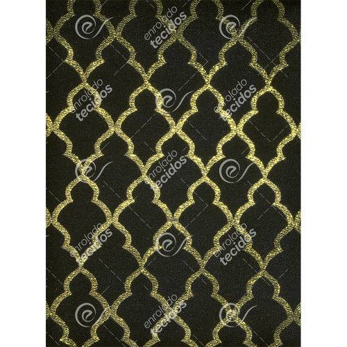 Tamanhos, Medidas e Dimensões do produto Tecido Jacquard Lurex Preto e Dourado Geométrico - 2,80m de Largura