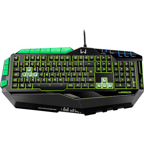 Tamanhos, Medidas e Dimensões do produto Teclado Gamer Profissional Preto e Verde com Led USB - Multilaser