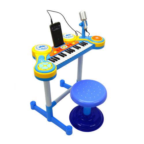 Tamanhos, Medidas e Dimensões do produto Teclado Piano Infantil + Microfone + Banquinho Luz Som - Mc18059-r