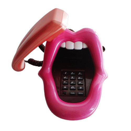 Tamanhos, Medidas e Dimensões do produto Telefone com Fio Formato Boca Rolling Stone Super Moderno - Pink