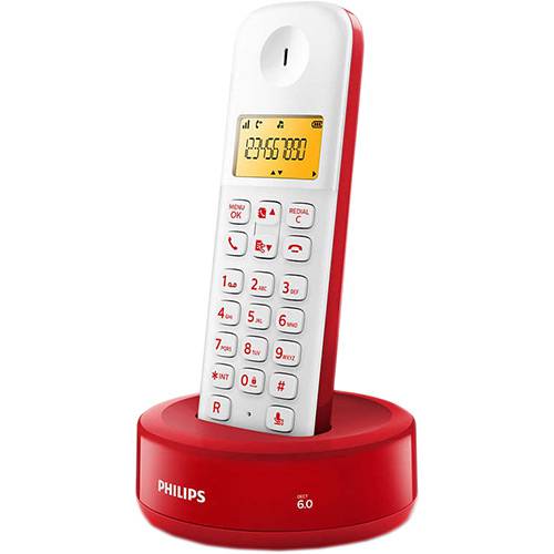 Tamanhos, Medidas e Dimensões do produto Telefone Sem Fio Philips D1301WR/BR com Identificador D1301wr/br Branco/Vermelho