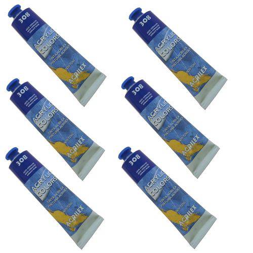 Tamanhos, Medidas e Dimensões do produto Tinta Acrílica 20 Ml Acrylic Colors 308 Cx 6 Unidades Acrilex - Azul Cobalto