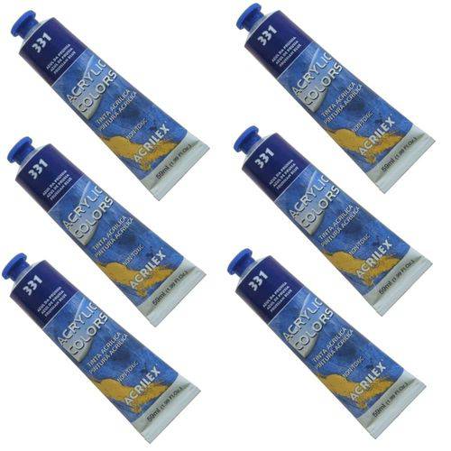 Tamanhos, Medidas e Dimensões do produto Tinta Acrílica 20 Ml Acrylic Colors 331 Cx 6 Unidades Acrilex - Azul da Prussia