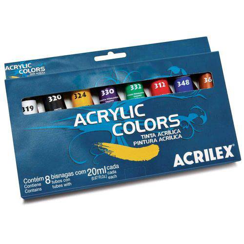 Tamanhos, Medidas e Dimensões do produto Tinta Acrylic Colors Acrilex - Estojo com 8 Bisnagas