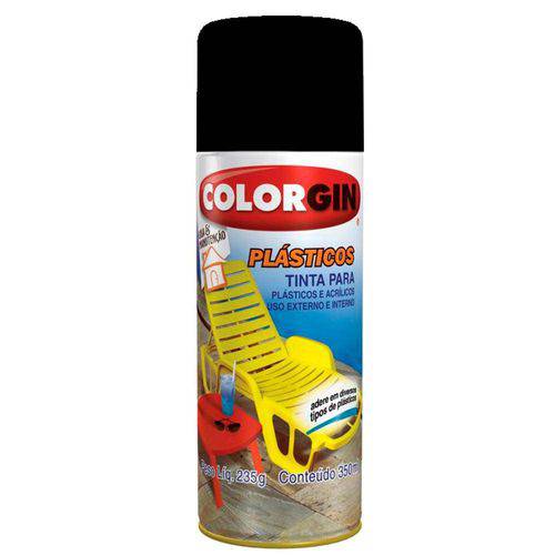Tamanhos, Medidas e Dimensões do produto Tinta Spray Plástico Colorgin 350 Ml Preto Fosco - 1511