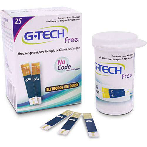 Tamanhos, Medidas e Dimensões do produto Tiras Reagentes P/ Medição de Glicose - G-Tech Free 1