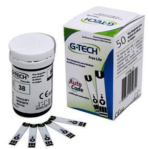 Tamanhos, Medidas e Dimensões do produto Tiras Reagentes para Medição de Glicose G-Tech Free Lite (50 Unid)