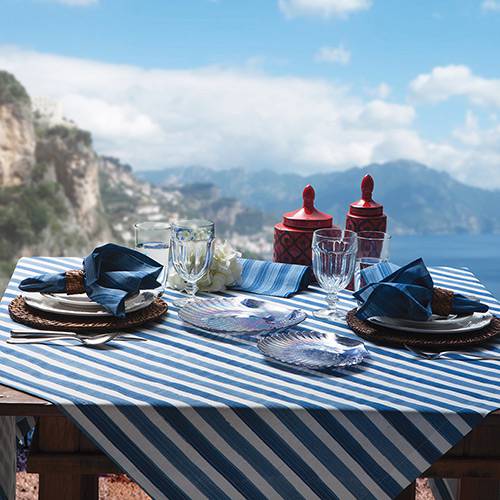 Tamanhos, Medidas e Dimensões do produto Toalha de Mesa Amalfi Azul 100% Algodao 1.8x2.20 Retangular