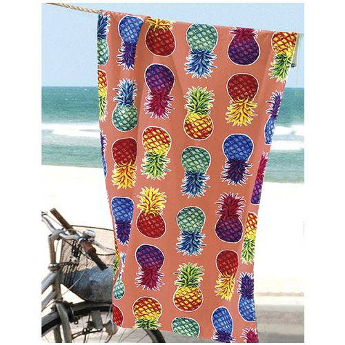 Tamanhos, Medidas e Dimensões do produto Toalha de Praia Aveludada Dohler Colorful Pineapples Abacaxi