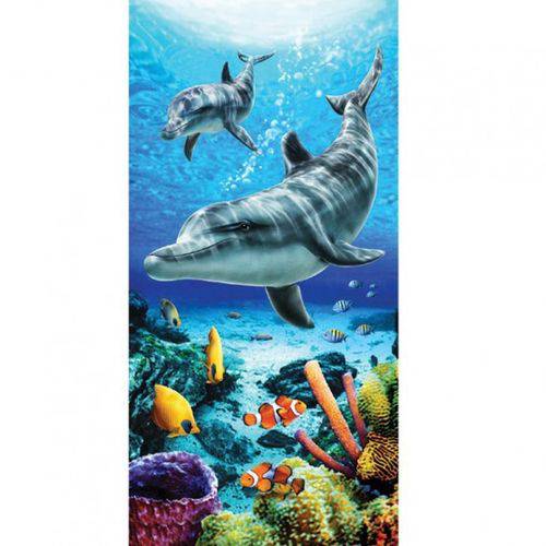 Tamanhos, Medidas e Dimensões do produto Toalha de Praia Aveludada Dohler Golfinhos Life Blue