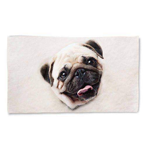 Tamanhos, Medidas e Dimensões do produto Toalha de Praia Cachorro Pug Bege 135x70cm