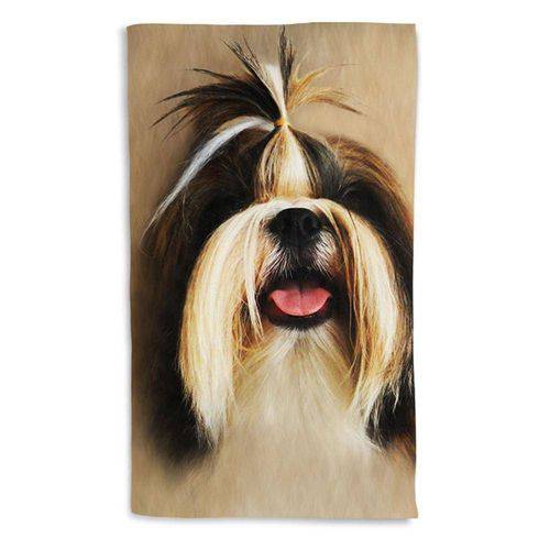 Tamanhos, Medidas e Dimensões do produto Toalha de Praia Cachorro Shih-Tzu Forelock 70x135cm