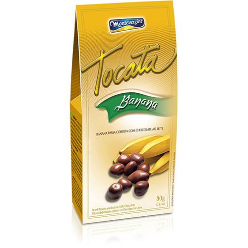 Tamanhos, Medidas e Dimensões do produto Tocata Banana Passa Coberta com Chocolate ao Leite 80g - Montevérgine