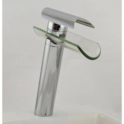 Tamanhos, Medidas e Dimensões do produto Torneira Cascata de Vidro Alta Misturador Monocomando para Banheiro e Lavabo
