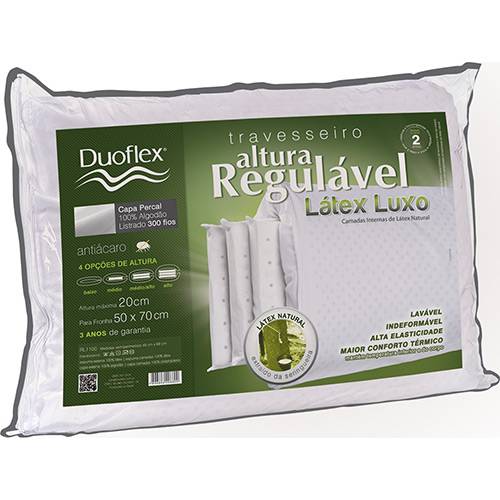Tamanhos, Medidas e Dimensões do produto Travesseiro Altura Regulável Latex Premium - Duoflex