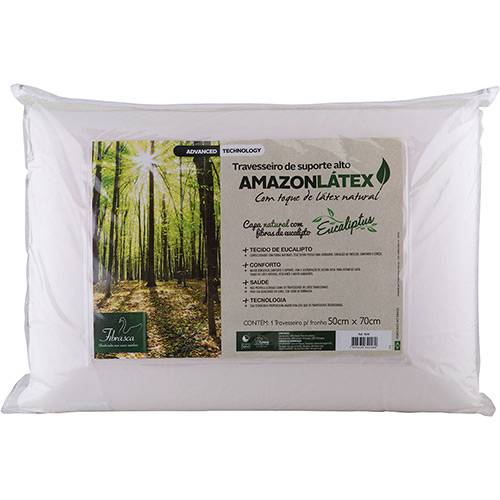 Tamanhos, Medidas e Dimensões do produto Travesseiro Amazon Látex de Poliuretano com Capa Eucaliptus em Viscose Alto - Fibrasca