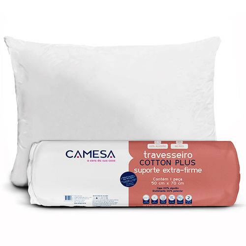 Tamanhos, Medidas e Dimensões do produto Travesseiro Camesa Cotton Plus Suporte Extra Firme Antialérgico 50x70 Cm