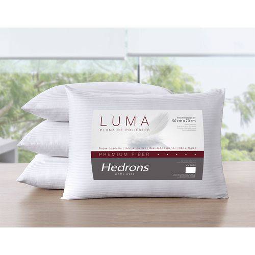 Tamanhos, Medidas e Dimensões do produto Travesseiro Hedrons Pluma Premium Fiber 220 Fios Branco Kit com 4 Peças