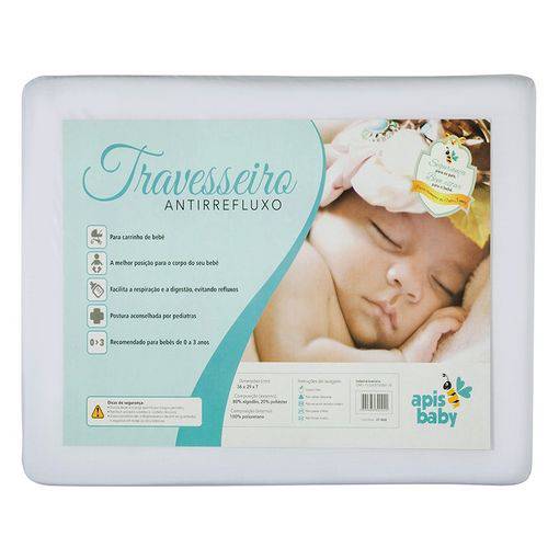 Tamanhos, Medidas e Dimensões do produto Travesseiro Infantil para Bebê Antirefluxo Grande Branco 0 a 6 Meses- Apis Baby