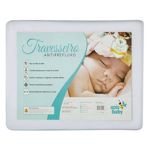 Tamanhos, Medidas e Dimensões do produto Travesseiro Infantil para Bebê Antirefluxo Pequeno Branco 0 a 3 Meses- Apis Baby