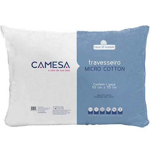 Tamanhos, Medidas e Dimensões do produto Travesseiro Micro Cotton Rolinho 50x70cm - Camesa