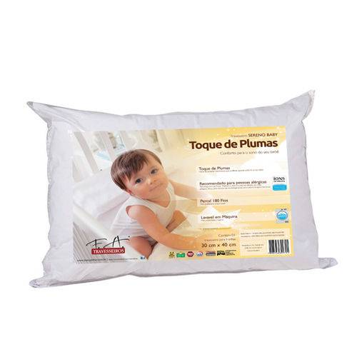 Tamanhos, Medidas e Dimensões do produto Travesseiro para Bebê Conforto de Plumas Percal 180 Fios Lavável 30x40cm